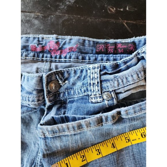 WOMEN'S JUNIORS 28X34 LIGHT WASH BOOT CUT STUDDED LOW RISE JEANS COWGIRL - Picture 10 of 10